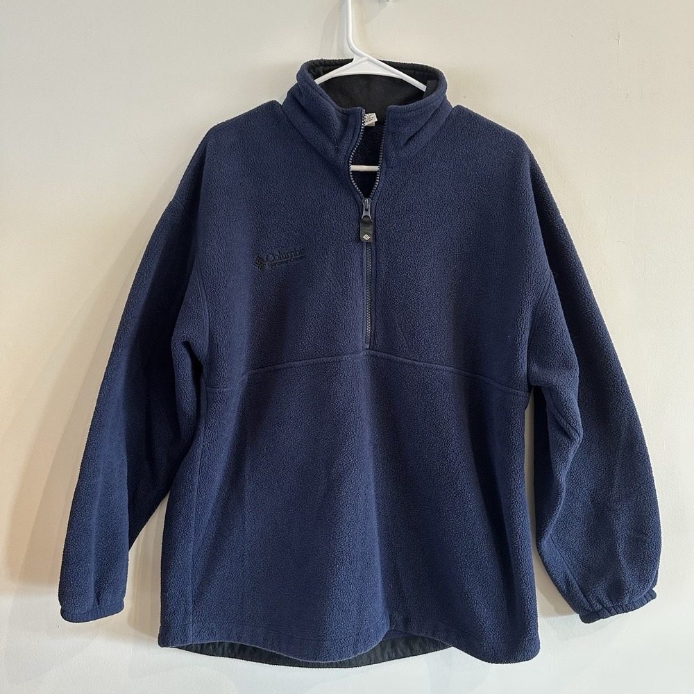 VTG Y2K 90's 00's Women's Columbia‎ 1/4 Zip Fleece Pullover Navy Blue Medium
